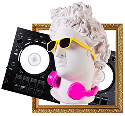 Apollo in headphones
